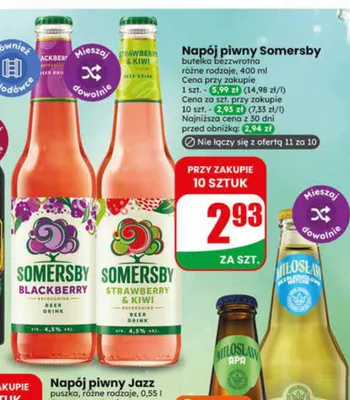 Napój piwny Somersby Strawberry & Kiwi promocja w Dino