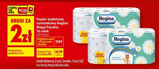 Papier toaletowy nawilżany Regina Mega Paczka promocja w Biedronka