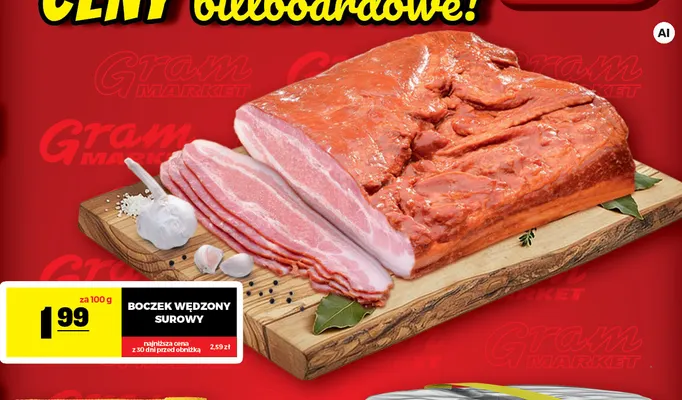 Boczek wędzony surowy promocja w Gram Market