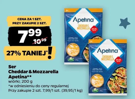 Ser Cheddar & Mozzarella wiórki promocja w Netto