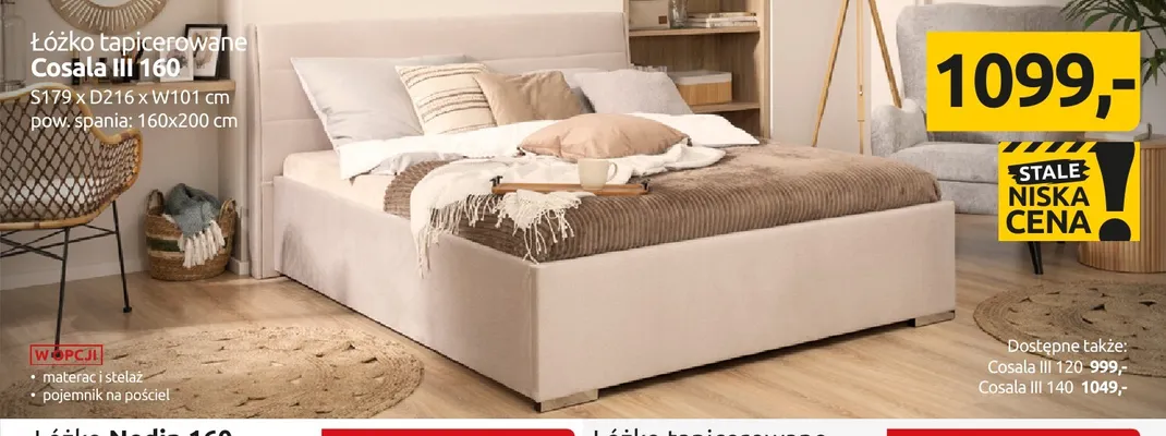 Łóżko tapicerowane Cosala III promocja w Black Red White