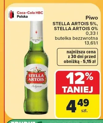 Piwo Stella Artois 5% promocja w Carrefour