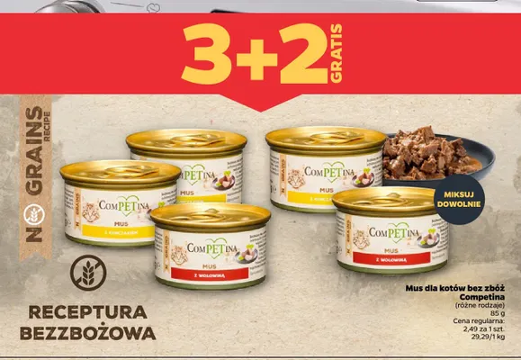 Mus dla kotów bez zbóż Competina promocja w Netto