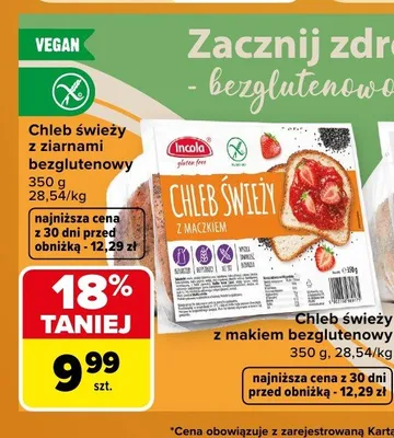 Chleb świeży z ziarnami bezglutenowy Incola promocja w Carrefour Market