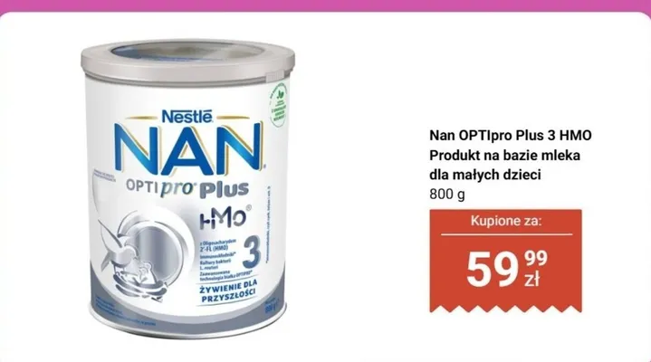 Produkt na bazie mleka dla małych dzieci Optipro Plus 3 Hmo  promocja w Biedronka