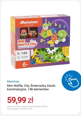 Klocki konstrukcyjne Mini Waffle City Śmieciarka 148 elementów Marioinex promocja w Smyk