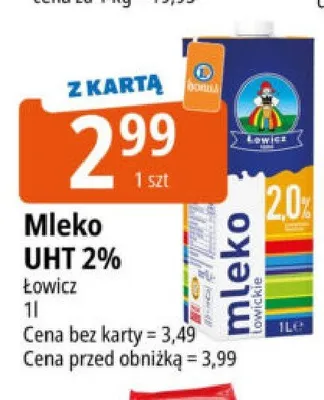 Mleko UHT 2% Łowicz promocja w Leclerc