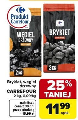 Brykiet, węgiel drzewny promocja w Carrefour