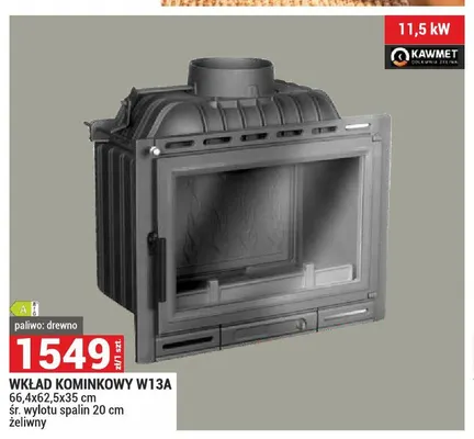 Wkład kominkowy W13A żeliwny Kawmet promocja w Merkury Market
