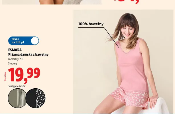 Piżama damska z bawełny Esmara promocja w Lidl