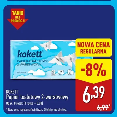 Papier toaletowy 2-warstwowy Kokett 8-pak promocja w Aldi
