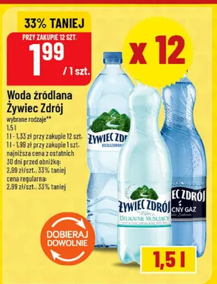 Woda źródlana Żywiec Zdrój delikatnie musująca promocja w POLOmarket