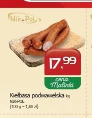Kiełbasa podwawelska Nik-Pol promocja w MALINKA