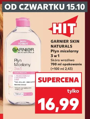 Płyn micelarny 3 w 1 skóra wrażliwa Garnier Skin Naturals promocja w Kaufland