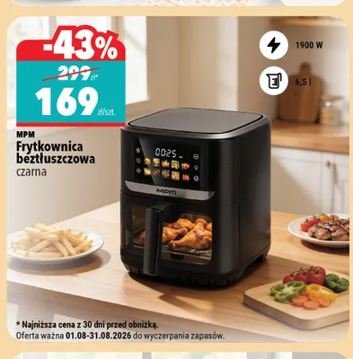 Frytkownica beztłuszczowa MPM czarna promocja w Biedronka Home