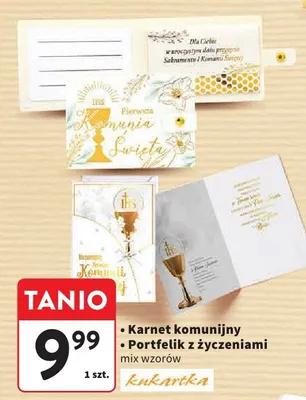 Karnet komunijny Portfelik z życzeniami mix wzorów promocja w Intermarche