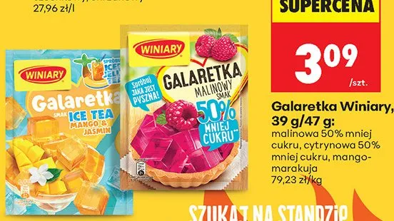 Galaretka Winiary malinowa 50% mniej cukru promocja w Biedronka