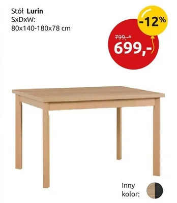 Stół SxDxW: 80x140-180x78 cm promocja w Black Red White