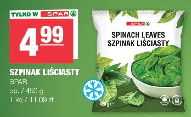 Szpinak liściasty SPAR promocja w SPAR