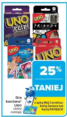 Gra karciana UNO różne rodzaje promocja w Carrefour