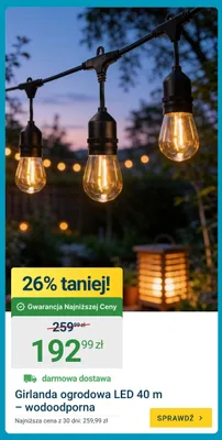 Girlanda ogrodowa LED 40 m promocja w ERLI