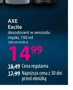 Dezodorant w aerozolu męski AXE Excite promocja w Hebe