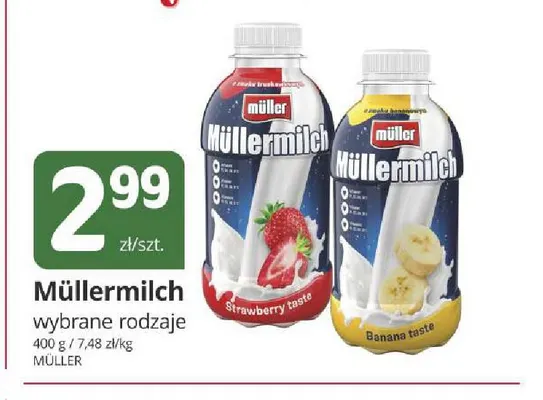 Napój mleczny Müllermilch truskawkowy Müller promocja w Marketvita