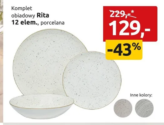 Komplet obiadowy Rita 12 elem. porcelana promocja w Black Red White