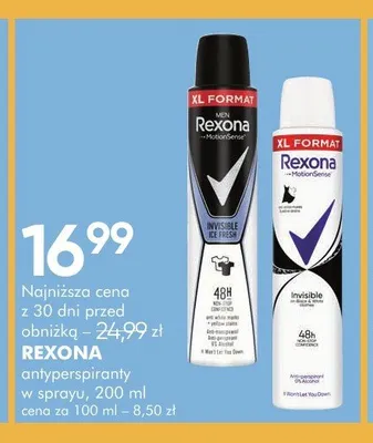 Antyperspirant w sprayu Rexona Men MotionSense Invisible Ice Fresh promocja w Super-Pharm