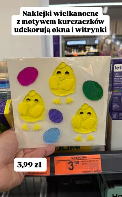 Naklejki wielkanocne z motywem kurczaczków promocja w Biedronka