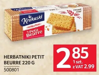 Herbatniki petit beurre Krawczyk 220 g promocja w Selgros