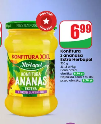 Konfitura z ananasa Extra Herbapol promocja w Dino