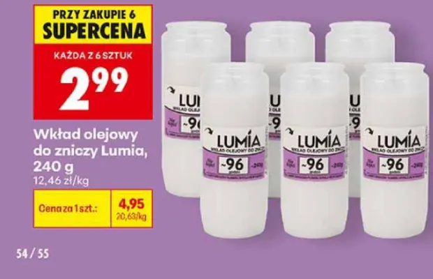 Wkład olejowy do zniczy Lumia promocja w Biedronka