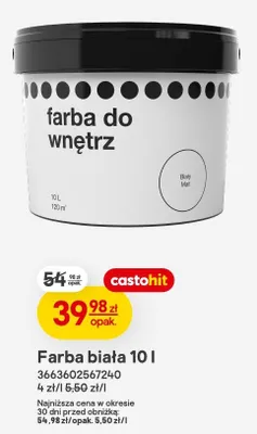Farba biała do wnętrz 10l promocja w Castorama