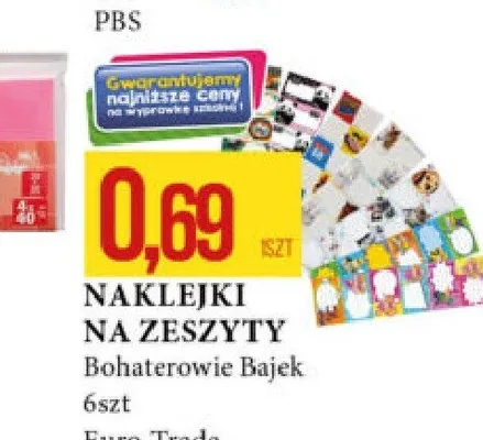 Naklejki na zeszyty Euro-Trade Bohaterowie Bajek 6 szt promocja w Leclerc