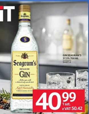 Gin Seagram's 37,5% 700 ml promocja w Selgros