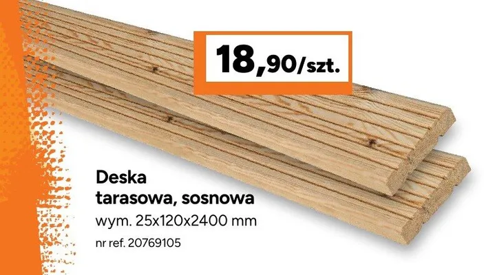Deska tarasowa sosnowa promocja w Bricoman