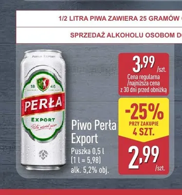 Piwo Perła Export promocja w Aldi