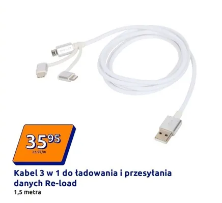 Kabel 3 w 1 do ładowania i przesyłania danych promocja w Action