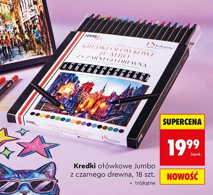 Kredki ołówkowe Jumbo z czarnego drewna Loozz 18 szt. promocja w Biedronka