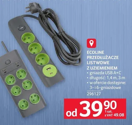 Przedłużacze listwowe z uziemieniem promocja w Selgros
