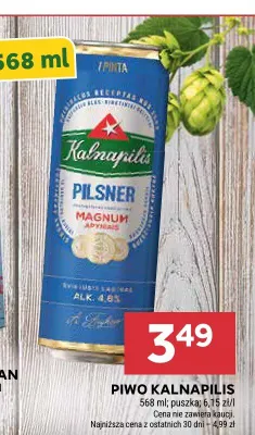 Piwo Kalnapilis Pilsner promocja w Stokrotka
