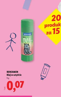 Klej w sztyfcie Beniamin promocja w Lidl