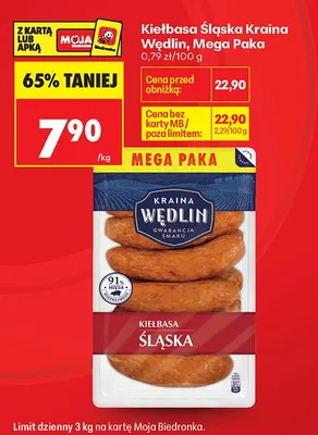 Kiełbasa Śląska Kraina Wędlin Mega Paka promocja w Biedronka