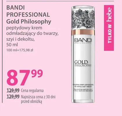 Peptydowy krem odmładzający do twarzy, szyi i dekoltu Bandi Professional Gold Philosophy promocja w Hebe