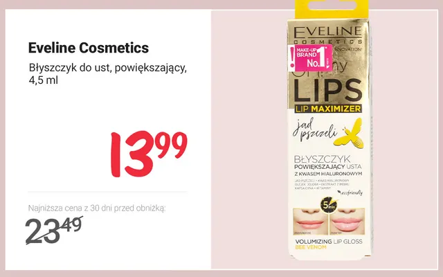 Błyszczyk do ust powiększający Eveline Cosmetics promocja w Rossmann