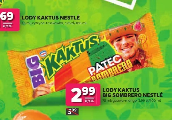 Lody Kaktus Big Sombrero Nestlé guawa-mango promocja w Stokrotka