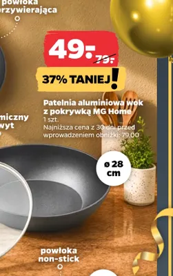 Patelnia aluminiowa wok z pokrywką Mg Home promocja w Netto