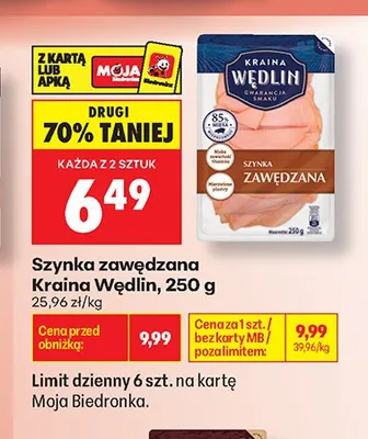 Szynka zawędzana Kraina Wędlin promocja w Biedronka
