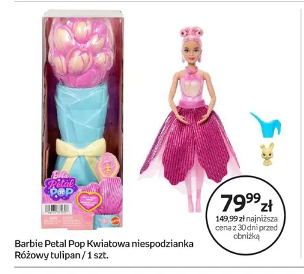 Lalka Barbie Petal Pop Kwiatowa niespodzianka Różowy tulipan promocja w Empik